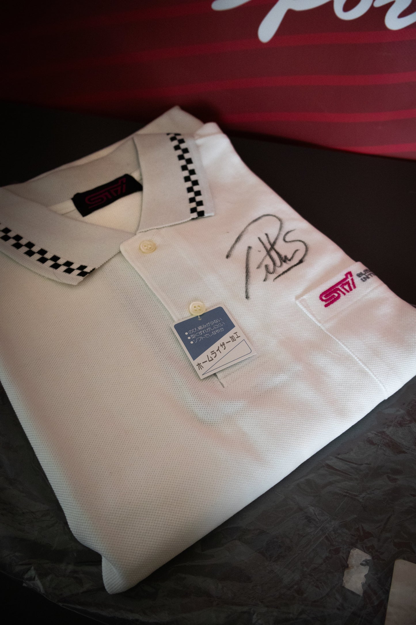 VINTAGE STI WHITE POLO AUTOGRAPHED BY PETTER SOLBERG