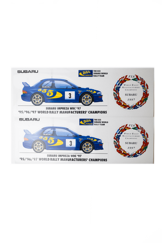 SUBARU GC8 WRC CHAMPION COMMEMORATIVE DECALS PAIR