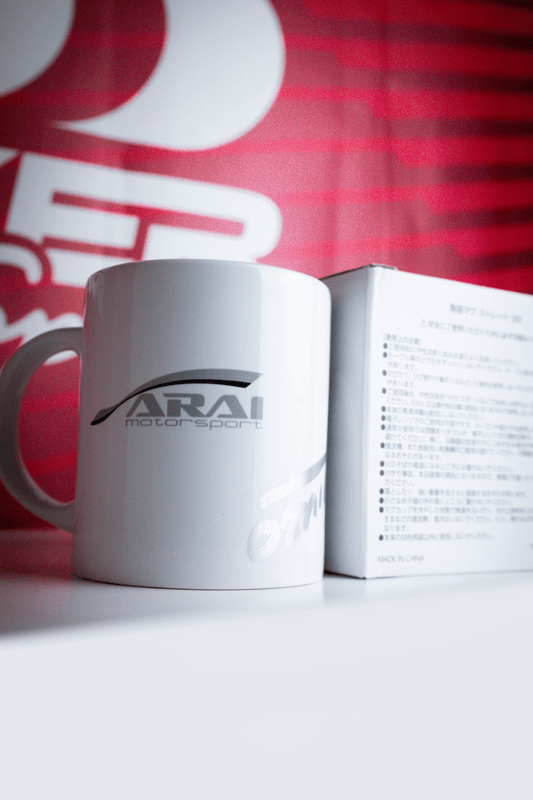 GENUINE ARAI MOTORSPORTS MUG SIGNED BY TOSHI ARAI