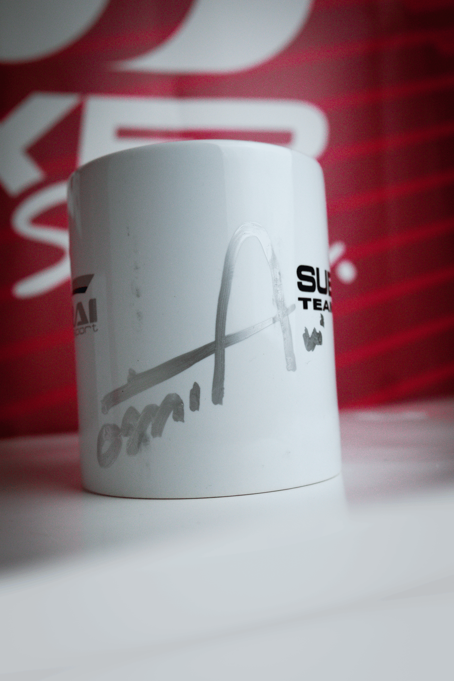 GENUINE ARAI MOTORSPORTS MUG SIGNED BY TOSHI ARAI
