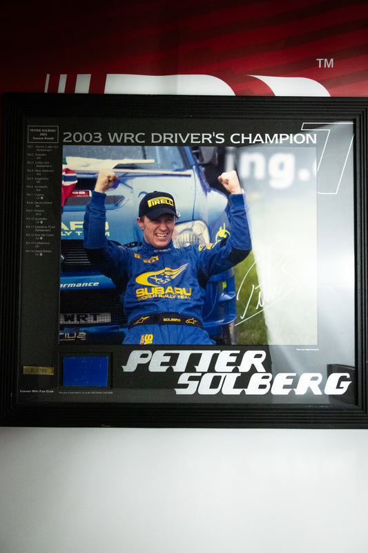 OFFICIAL SUBARU WRC FAN CLUB PETTER SOLBERG WORLD CHAMPION FRAMED SET