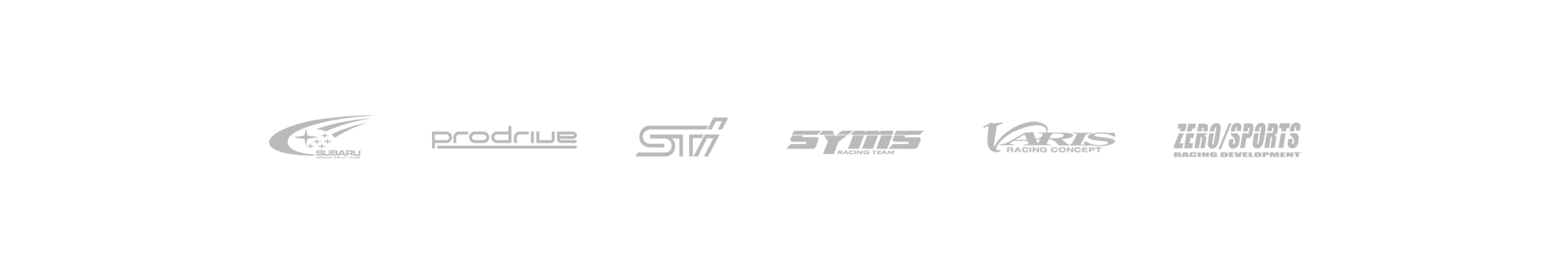 Subaru World Rally Team, Prodrive, STi, SYMS Racing Team, Varis & Zero / Sports logos